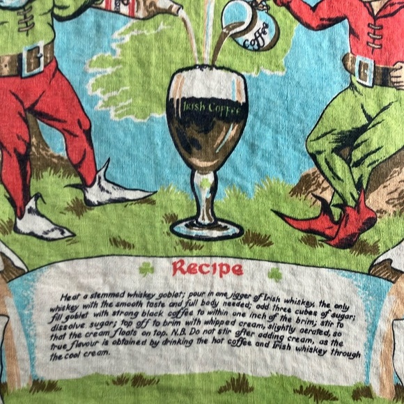 Vintage 100% Irish Linen dish towel with Irish Coffee Recipe - Picture 6 of 10